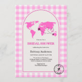 Reisavontuur Gingham Bruiloftsshower QR-code Kaart (Voorkant)