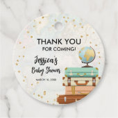 Reisavontuur Goud Confetti Baby shower Bedankjes Labels (Voorkant)
