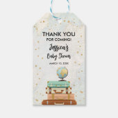 Reisavontuur Goud Confetti Baby shower Cadeaulabel (Voorkant)