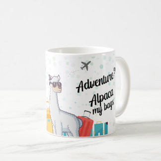 Reisavontuur wacht op Funny Alpaca Koffiemok