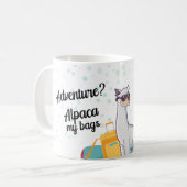 Reisavontuur wacht op Funny Alpaca Koffiemok (Voorkant links)