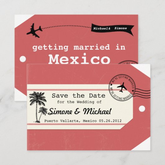 Reisbagagelabel 'Palmboom' Save the Date (Voorkant / Achterkant)