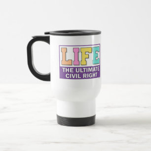 Reisbeker met een pro-life boodschap.