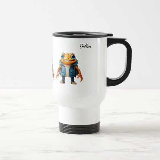 Reisbeker met eigen naam en afbeelding van kikker (Rechts)