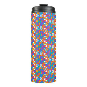 Reisbeker met levendig geometrisch patroon thermosbeker