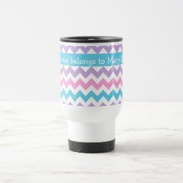 Reisbeker op maat, pastelkleuren chevrons