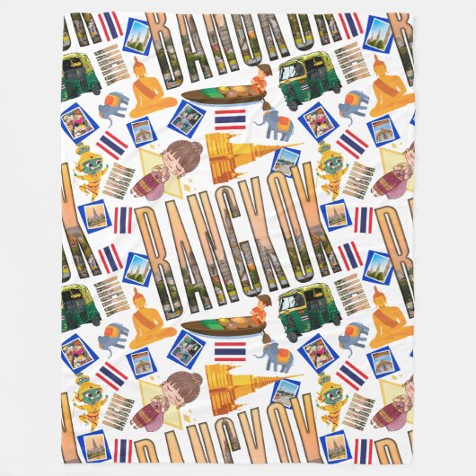 Reisbestemming Bangkok Patroon Fleece Deken (Voorkant)