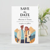 Reisbestemming bruiloft Bewaar de datum Kaart (Staand voorkant)