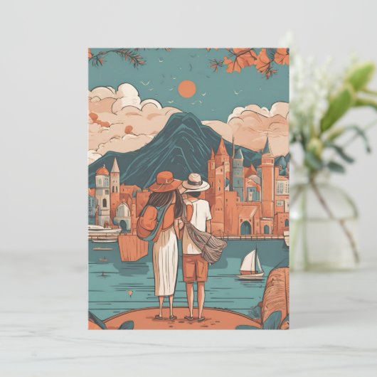 Reisbestemming bruiloft Bewaar de datum Kaart (Staand voorkant)