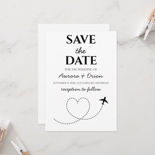 Reisbestemming bruiloft Bewaar de datum Kaart (Voorkant / Achterkant in situ)