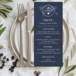Reisbestemming Bruiloft Marine Blauw Paspoort Menu