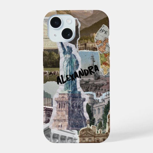 Reisbestemming Collage Telefoonhoes iPhone 15 Case (Achterkant)
