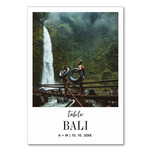 Reisbestemming Foto Elegant Modern Wedding Kaart (Achterkant)