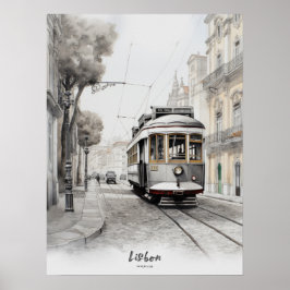 Reisbestemming Lissabon Waterverf Wall Art Poster