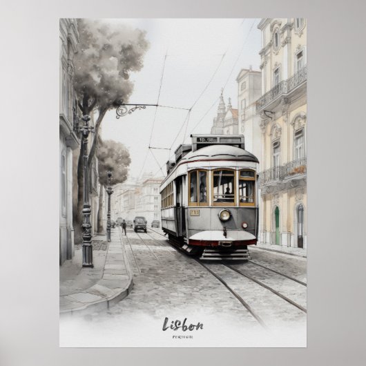 Reisbestemming Lissabon Waterverf Wall Art Poster (Voorkant)