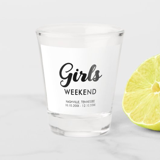 Reisbestemming Pret Matchen Meiden Weekend Trip Shot Glas (Voorkant)