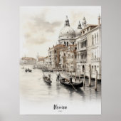 Reisbestemming Venetië Waterverf Wall Art Poster (Voorkant)