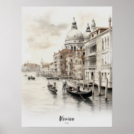 Reisbestemming Venetië Waterverf Wall Art Poster