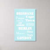 Reisbestemmingen Personal Blue White Modern Canvas Afdruk (Voorkant)