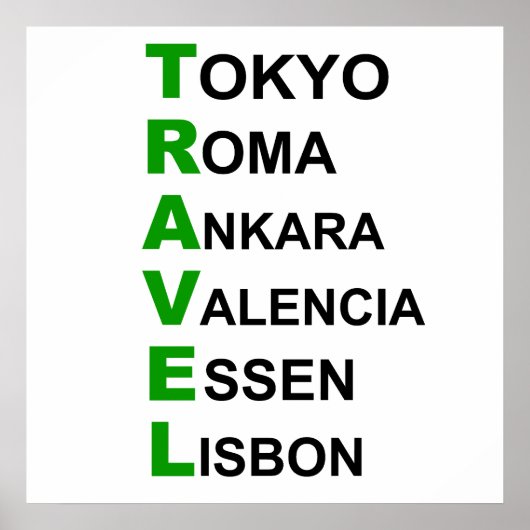 reisbestemmingen poster (Voorkant)