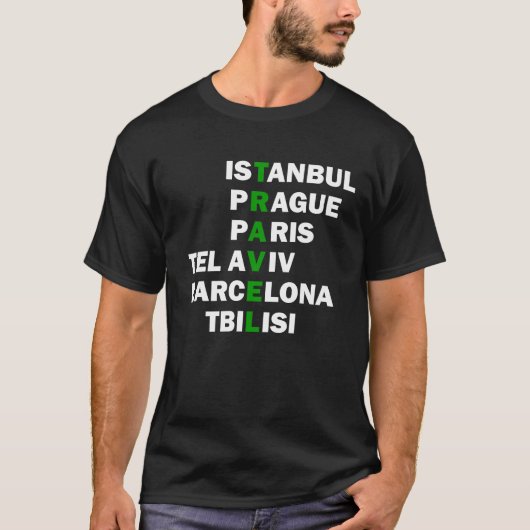 reisbestemmingen t-shirt (Voorkant)