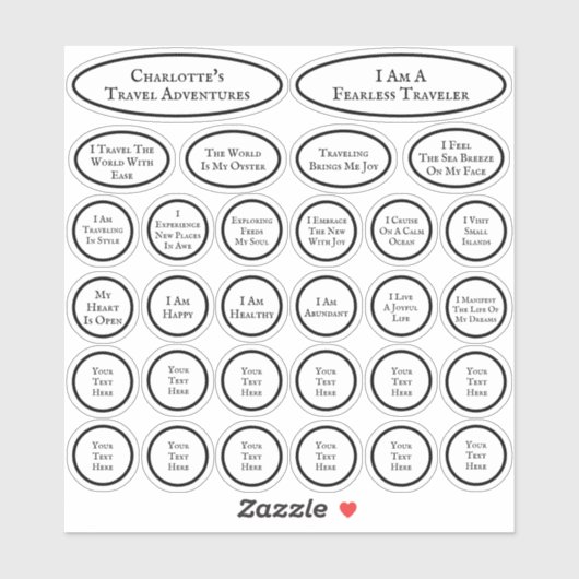 Reisbevestigingen Zwart-wit Sjabloon van 30 Sticker (Vel)