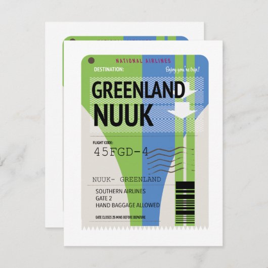 Reisbiljet Groenland Nuuk (Voorkant / Achterkant)