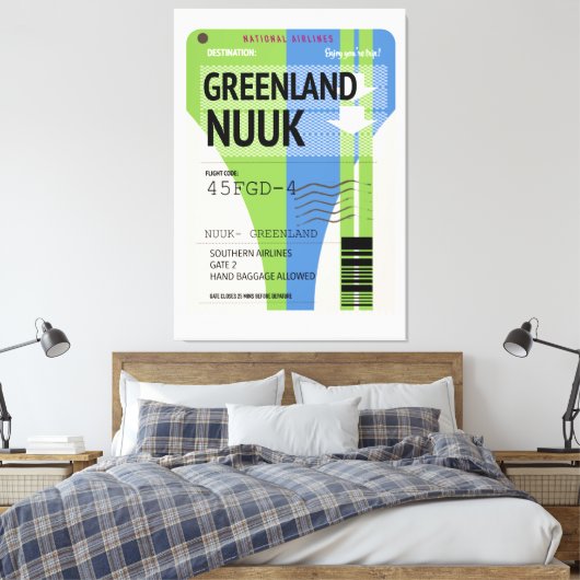 Reisbiljet Groenland Nuuk Canvas Afdruk (Insitu (Slaapkamer))
