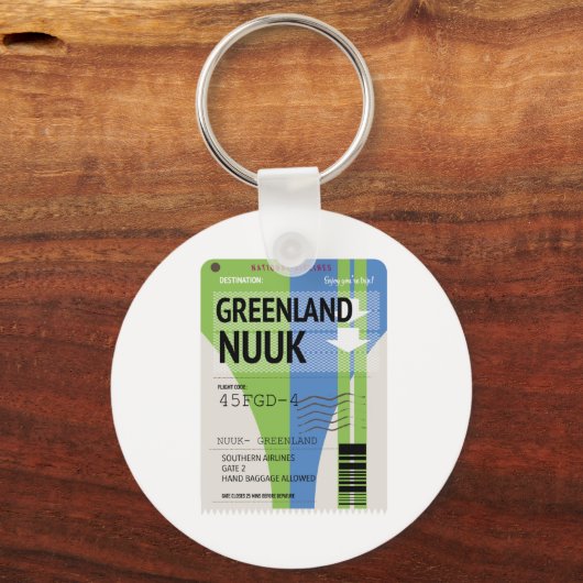 Reisbiljet Groenland Nuuk Sleutelhanger (Voorkant)