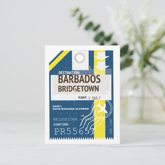 Reisbiljet van de Bridgetown Barbados Briefkaart (Staand voorkant)