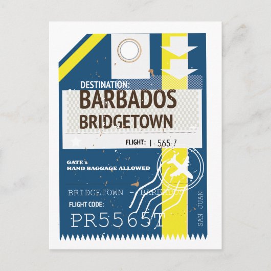 Reisbiljet van de Bridgetown Barbados Briefkaart (Voorkant)