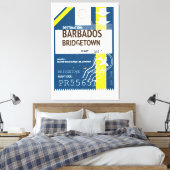 Reisbiljet van de Bridgetown Barbados Canvas Afdruk (Insitu (Slaapkamer))