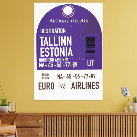 Reisbiljet van Tallinn Estland Canvas Afdruk (Insitu (Woonkamer))