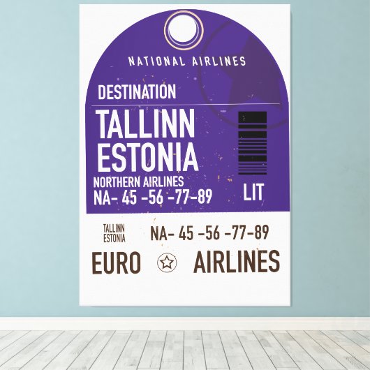Reisbiljet van Tallinn Estland Canvas Afdruk (Insitu (Houten vloer))