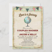 Reisbol Globe Koppel Shower Uitnodiging Vintage (Voorkant)