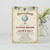 Reisbol Globe Koppel Shower Uitnodiging Vintage (Staand voorkant)