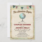 Reisbol Globe Koppel Shower Uitnodiging Vintage (Voorkant)