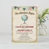Reisbol Globe Koppel Shower Uitnodiging Vintage (Staand voorkant)