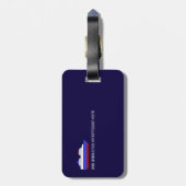 Reisboot cruise - gepersonaliseerd blauw & rood bagagelabel (Achterkant verticaal)