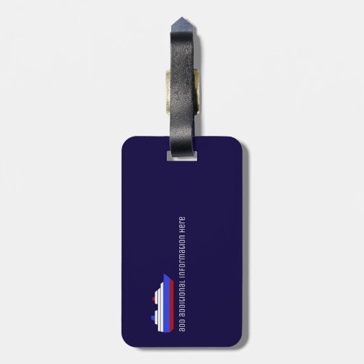 Reisboot cruise - gepersonaliseerd blauw & rood bagagelabel (Achterkant verticaal)