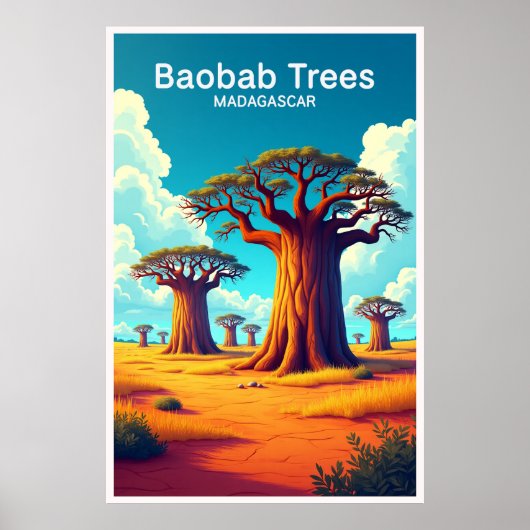 Reisbord Baobab Bomen Madagaskar Poster (Voorkant)