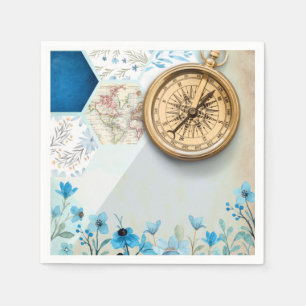 Reisbrug   Golden Compass Paper Napkin Servet