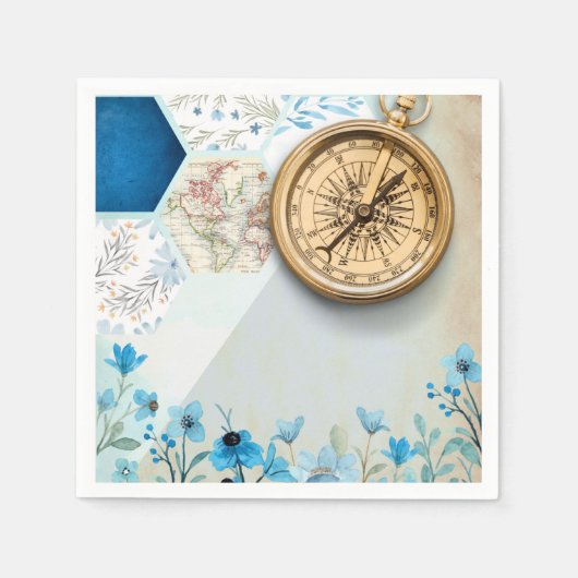 Reisbrug | Golden Compass Paper Napkin Servet (Voorkant)