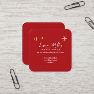 Reisbureaaconsultent vuurtrood vierkante visitekaartje
