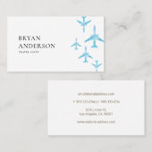 Reisbureau Blue Waterverf Airplanes Visitekaartje (Voorkant / Achterkant)