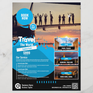 Reisbureau Flyer Blue Sjabloon