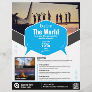 Reisbureau Flyer Blue Sjabloon