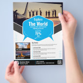 Reisbureau Flyer Blue Sjabloon (Hand)