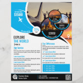 Reisbureau Flyer Blue Sjabloon (Voorkant)