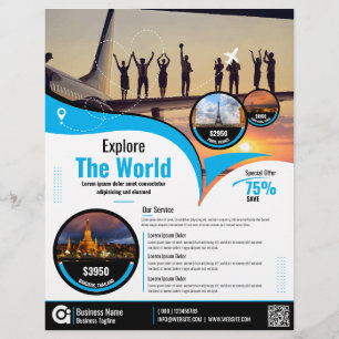 Reisbureau Flyer Blue Sjabloon